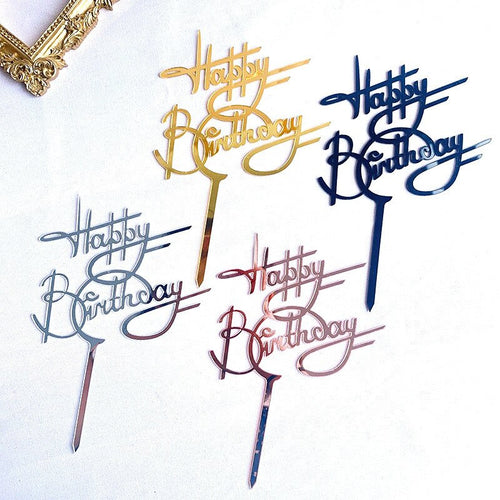 Acrylic Cake Topper Golden Happy Birthday Cake Toppers For Kids Birthday Party Cake Decorations celebrate Birthday dessert gift Itdinos