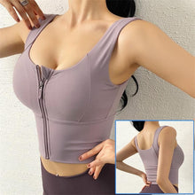 Lade das Bild in den Galerie-Viewer, Cloud Hide Front Zipper Sports Bra Women Underwear Push Up Yoga Crop Top Bras Solid Athletic Vest Gym Fitness Shirt Sportswear Itdinos
