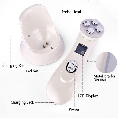 Mesoterapia Facial 5 in 1 LED Skin Tightening Beauty RF EMS Photon Light Therapy Anti Aging Skin Rejuvenation Skin Care Tools Itdinos