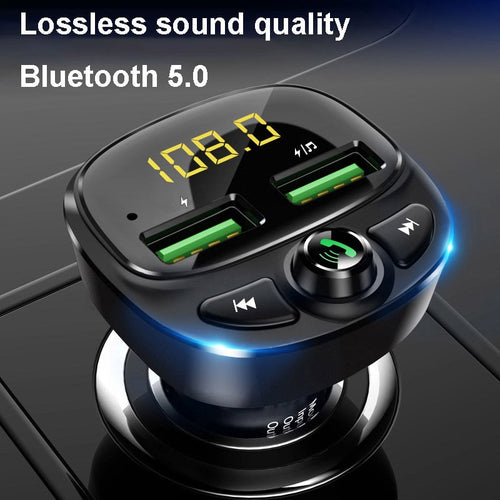 Car Bluetooth FM Transmitter with 5.0 Dual USB Charger Itdinos