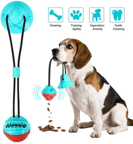 Multifunction dog Chew toys squeaking with Suction Cup Doggy Pull Ball for Dogs Cats Cleaning Tooth Food Dispenser pet supplies Itdinos