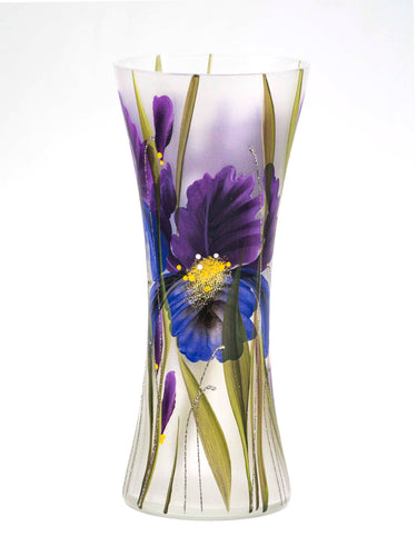Handpainted Glass Vase for Flowers | Voilet Painted Art Glass Vase | Interior Design | Table vase 12 inch Itdinos