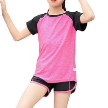 Lade das Bild in den Galerie-Viewer, Kids Fitness T-shirt Gym Shorts Sports Women Girl Running Tops Tee Jogging Suits Children Training Yoga Set Tracksuit Sportswear Itdinos
