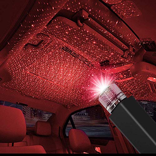 Zep+ Roof Star Projector Lights, USB Portable Adjustable Flexible Interior Car Red Night Lamp Decorations with Romantic Galaxy Atmosphere fit Car, Ceiling, Bedroom, Party and More Itdinos