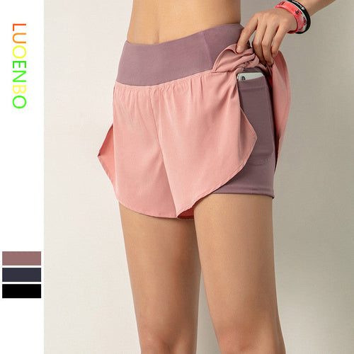 LUOENBO 2020 Women Gym Double shorts side pocket running shorts breathable quick dry yoga women shorts workout fitness sportwear Itdinos