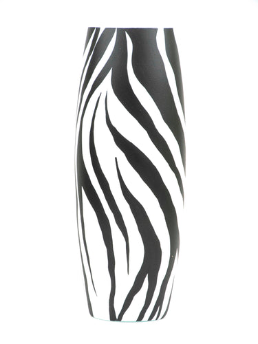 Art decorated zebra glass vase | Painted Art Glass Oval Vase | Interior Design Home Decor | Moving gift | Large Floor Vase 16 inch Itdinos