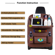 Lade das Bild in den Galerie-Viewer, Car Seat Back Organizer Pu Leather Pad Bag Car Storage Organizer Foldable Table Tray Travel Storage Bag Auto Accessories ITDinos®
