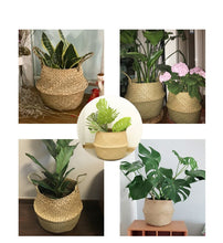 Lade das Bild in den Galerie-Viewer, Seagrass Flower Pot Basket Wickerwork Storage Basket Hanging Planter Garden Flower Vase Handmade Plant Basket Wicker Basketwall Itdinos

