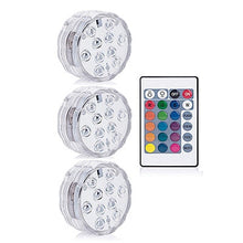 Lade das Bild in den Galerie-Viewer, 10 Led Remote Controlled RGB Submersible Light Battery Operated Underwater Night Lamp Outdoor Vase Bowl Garden Party Decoration Itdinos
