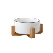 Load image into Gallery viewer, Ceramic Raised Cat Bowl With Wood Stand Itdinos
