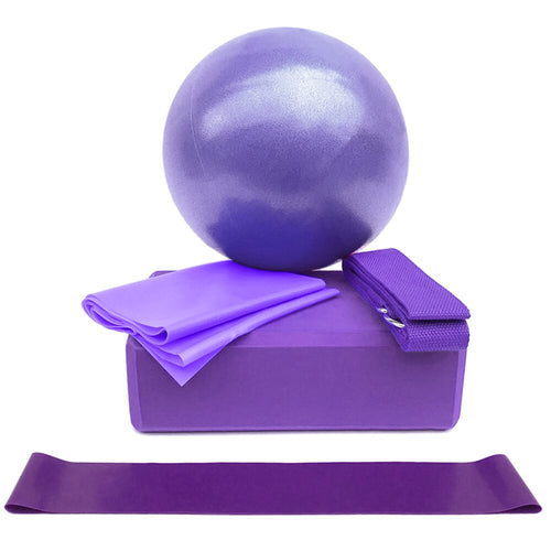 5pcs Yoga Accessories Set Yoga Ball Yoga Blocks Stretching Strap Resistance Loop Band Exercise Band Home Gym Fitness Equipment Itdinos