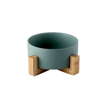 Load image into Gallery viewer, Ceramic Raised Cat Bowl With Wood Stand Itdinos
