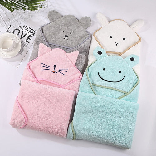 Baby Poncho Bath Towel Bebe Toalla Velvet 90*90cm Fleece Hood Infant Towels Blanket Newborn Baby Hooded Towel Infant Babies Spa Itdinos