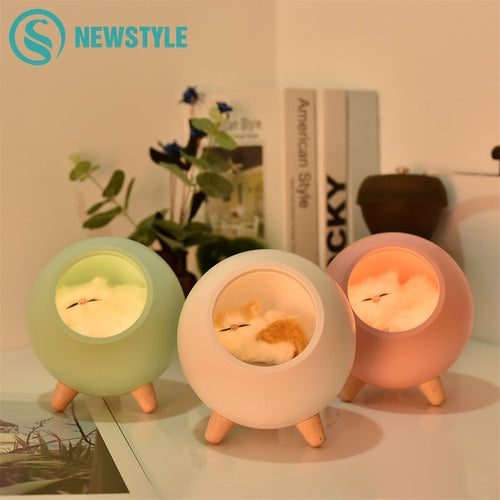 LED Cat Light USB Touch Night Llight Bionic Cat Stepless Dimming Atmosphere Night Light Room Decoration Lamp Holiday Gift Itdinos
