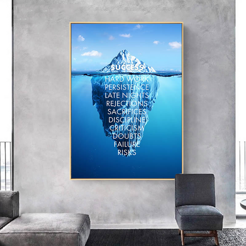 Wall Art Canvas Painting Motivational Poster Success Quotes Ice Mountain Reflection Print Nordic Room Home Decoration Picture Itdinos