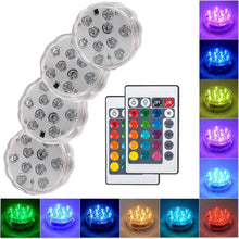 Lade das Bild in den Galerie-Viewer, 10 Led Remote Controlled RGB Submersible Light Battery Operated Underwater Night Lamp Outdoor Vase Bowl Garden Party Decoration Itdinos
