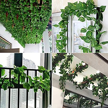 Artificial Garland Money Plant Leaf Creeper For Home Decoration, Wall Hanging, Special Occasion Decoration, Party Decoration, Office Decoration (Pack of 8 String) (6 Feet Each). Itdinos