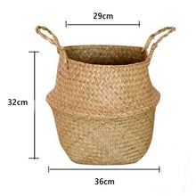 Lade das Bild in den Galerie-Viewer, Seagrass Flower Pot Basket Wickerwork Storage Basket Hanging Planter Garden Flower Vase Handmade Plant Basket Wicker Basketwall Itdinos
