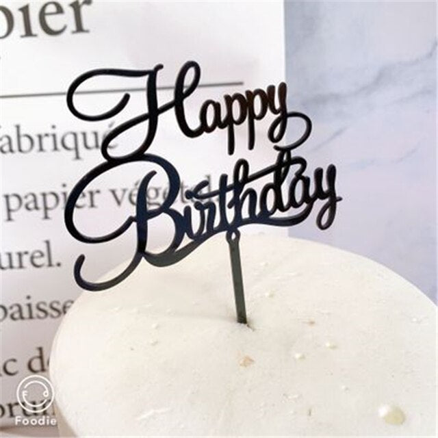 Acrylic Cake Topper Golden Happy Birthday Cake Toppers For Kids Birthday Party Cake Decorations celebrate Birthday dessert gift Itdinos