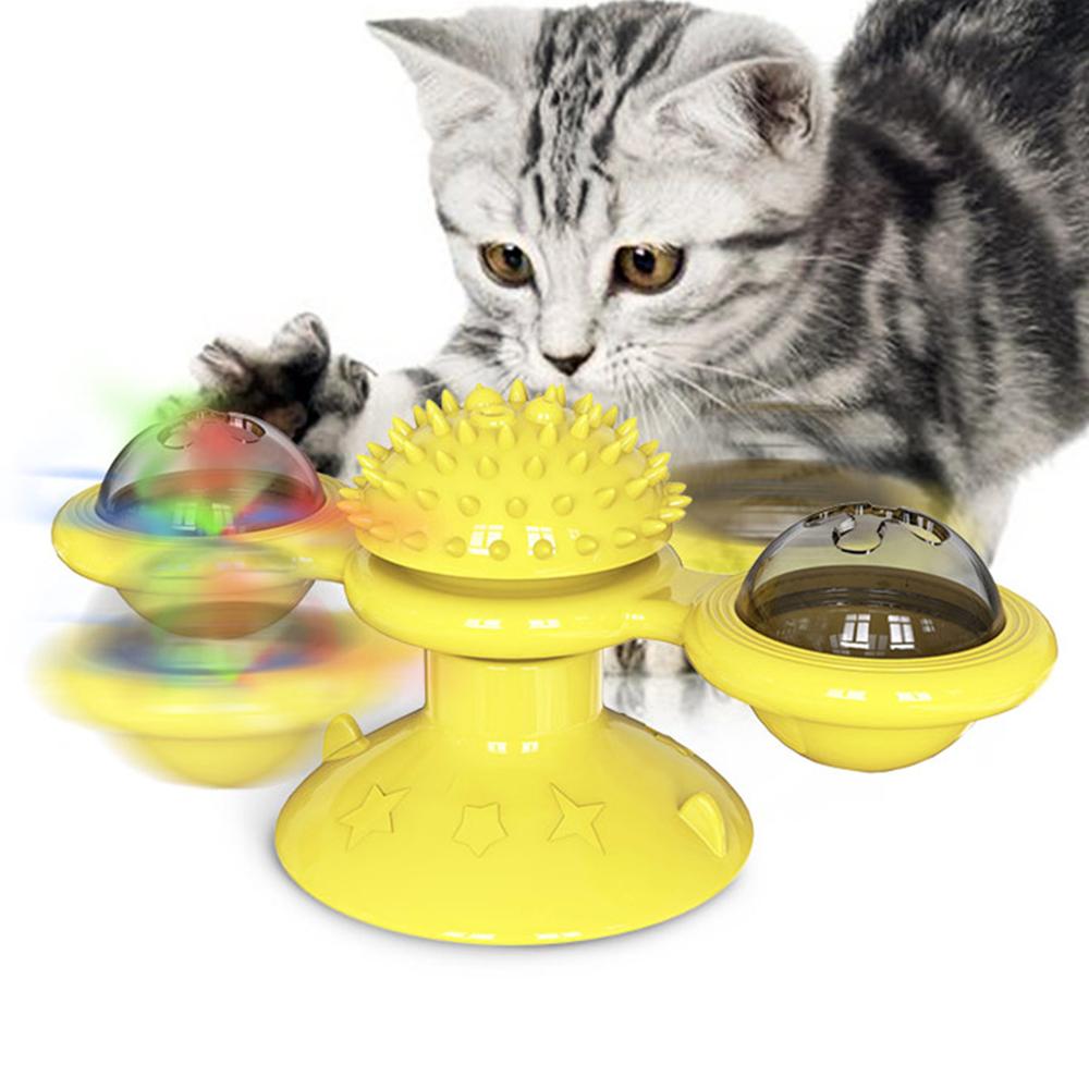 Pet Toys Cat Top Interactive Puzzle Training Turntable Windmill Ball Whirling Toys For Cats Kitten Play Game Cat Supplies Itdinos