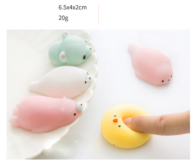 Cat Phone Accessories Kawaii Mini Soft Silicone  Animals Hand Squeeze Toys Funny Chick Polar Bear Rabbit