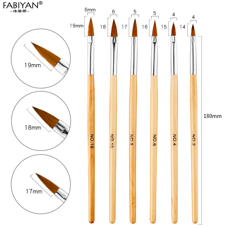 5Pcs/set 11/13/15/17/19mm Nail Art Crystal Brush UV Gel Builder Painting Dotting Pen Carving Tips Manicure Salon Tools Itdinos