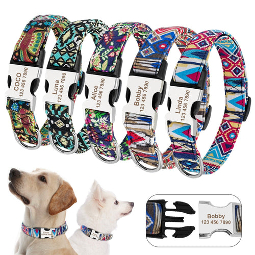 Dog Collar Nylon Pet Dog Tag Collar Adjustable Engraved Puppy Cat Nameplate ID Collars For Small Large Dogs Itdinos