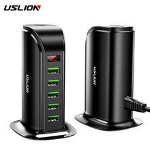 Lade das Bild in den Galerie-Viewer, USLION 5 Port USB Charger HUB LED Display Multi USB Charging Station Dock Universal Mobile Phone Desktop Wall Home EU UK Plug Itdinos
