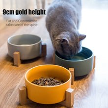 Load image into Gallery viewer, Ceramic Raised Cat Bowl With Wood Stand Itdinos
