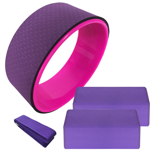4PCS Yoga Equipment Set Yoga Wheel Cotton Stretching Strap Stability EVA Blocks Yoga Pilates Meditation Exercise Set Itdinos