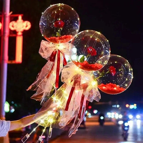 LED DIY Luminous Balloon Rose Bouquet Christmas Decorate Gift Home Wedding Decor Ball Rose Valentines Day Gift Birthday Party Itdinos