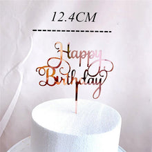 Lade das Bild in den Galerie-Viewer, Acrylic Cake Topper Golden Happy Birthday Cake Toppers For Kids Birthday Party Cake Decorations celebrate Birthday dessert gift Itdinos
