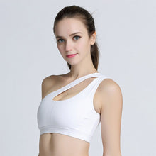 Lade das Bild in den Galerie-Viewer, Sexy One Shoulder Yoga Bras Women Sports Top Crop Athletic Vest Push Up Underwear BH Sports Bra Sportswear Wire Free Gym Shirts Itdinos
