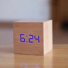Lade das Bild in den Galerie-Viewer, New Qualified Digital Wooden LED Alarm Clock Wood Retro Glow Clock Desktop Table Decor Voice Control Snooze Function Desk Tools Itdinos
